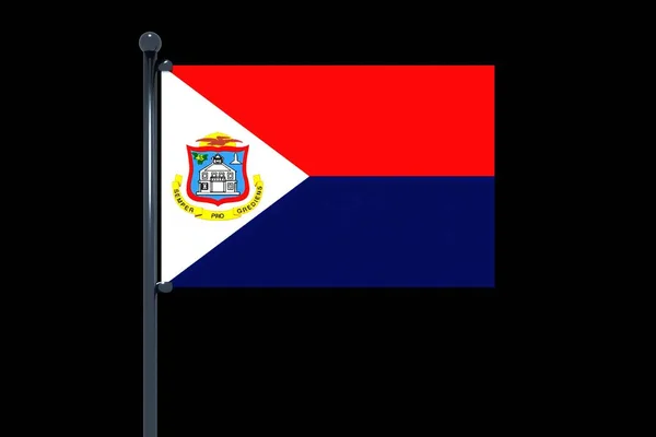 Een Illustratie Van Vlag Van Sint Maarten Met Chromen Paal — Stockfoto