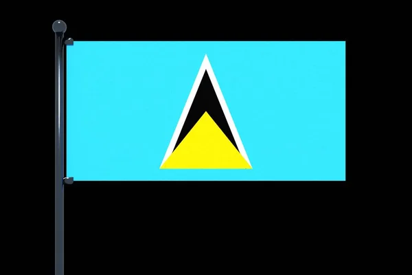 Prosta Ilustracja Flagi Saint Lucia Czarnym Tle — Zdjęcie stockowe