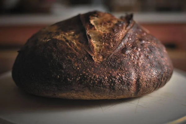 Perfect Sourdough Bread Wooden Table Right Out Oven — Stock Photo, Image