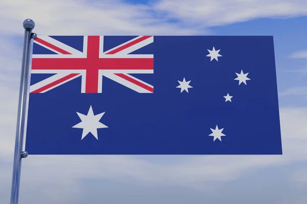 Ілюстрація Прапора Австралії Прапорі Хмарним Небом Фоні — стокове фото