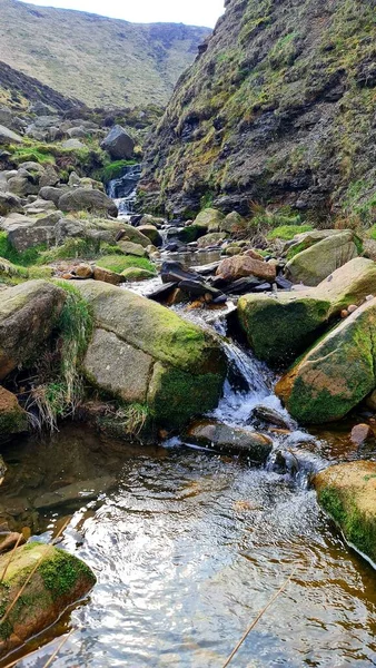 Krajina Fotografie Vodopádů Grindsbrook Nachází Národním Parku Peak District Anglie — Stock fotografie