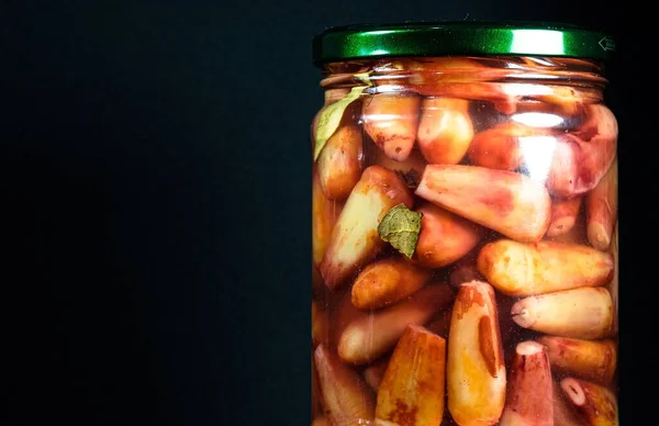 Canned Pine Nuts Glass Jar — Stock Photo, Image