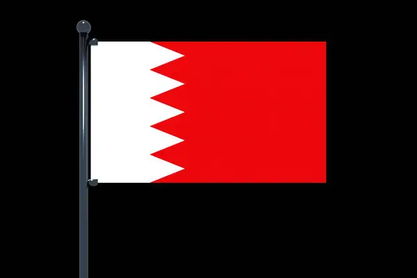 Una Ilustración Bandera Bahréin Asta Bandera Con Fondo Negro Aislado —  Fotos de Stock
