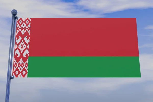 Illustration Flag Belarus Flag Pole Cloudy Sky Background — Stock Photo, Image