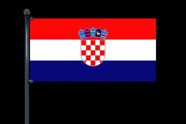 Eine Einfache Darstellung Der Flagge Kroatiens Auf Schwarzem Hintergrund — Stockfoto