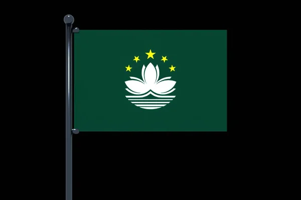 Eine Einfache Abbildung Der Flagge Macaus Auf Schwarzem Hintergrund — Stockfoto