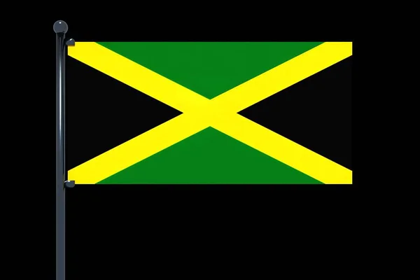 Μια Απλή Απεικόνιση Της Σημαίας Της Τζαμάικα Μαύρο Φόντο — Φωτογραφία Αρχείου