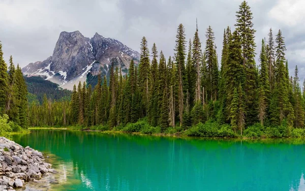 Una Hermosa Toma Del Lago Esmeralda Bosque Cerca Las Montañas —  Fotos de Stock