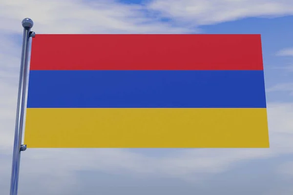 Uma Ilustração Bandeira Armênia Mastro Bandeira Com Fundo Céu Nublado — Fotografia de Stock
