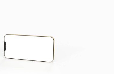 Beyaz arkaplanda bir akıllı telefon modelinin 3 boyutlu görüntülemesi