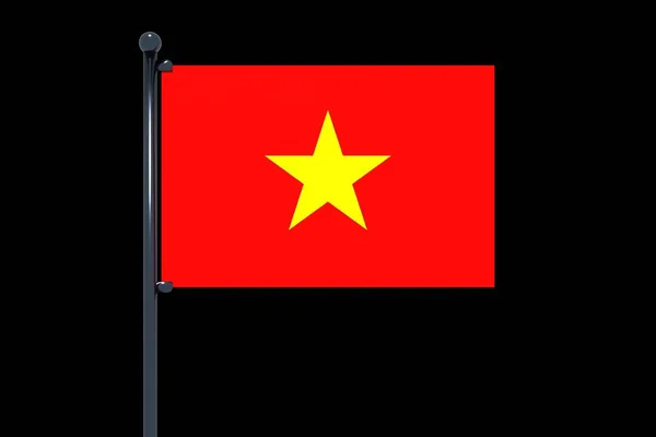 Rendu Drapeau Vietnam Avec Mât Drapeau Chromé Avec Mousquetons Sur — Photo