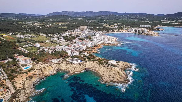 Eine Luftaufnahme Vom Strand Von Palma Mallorca Umgeben Von Gebäuden — Stockfoto