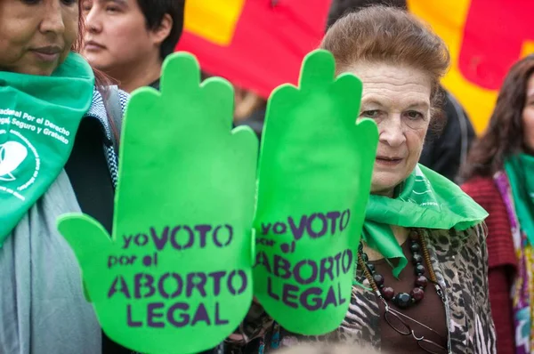 Protest Pro Choice Demonstrators Pro Abortion Law Rally Buenos Aires — Stock Photo, Image