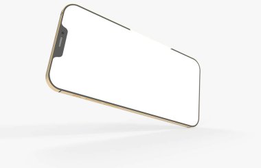 Beyaz arkaplanda bir akıllı telefon modelinin 3 boyutlu görüntülemesi