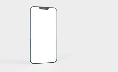 Beyaz arkaplanda bir akıllı telefon modelinin 3 boyutlu görüntülemesi