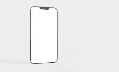 Beyaz arkaplanda bir akıllı telefon modelinin 3 boyutlu görüntülemesi