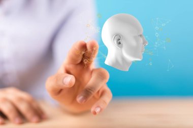 Bu fikri aktaran holografik dijital bir insan beyninin üç boyutlu görüntüsü.