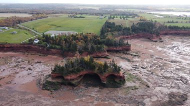 Noel, Nova Scotia, Kanada 'daki Burntcoat Head Park' ın hava görüntüsü