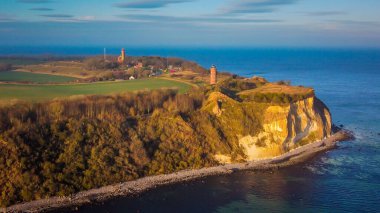 Kap Arkona 'da Günbatımı ve Deniz Feneri, Ruegen, Almanya