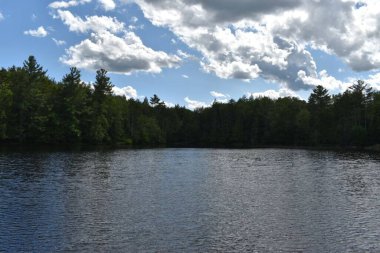 Parc ekoforestier de Johnville, Quebec, Kanada 'da göl manzarası