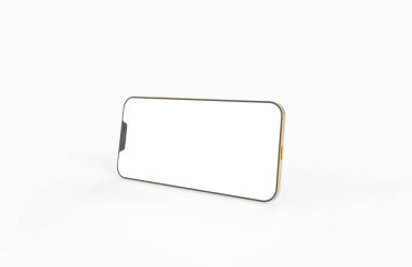 Kopyalama alanı olan beyaz arkaplandaki bir akıllı telefonun 3B görüntüleyicisi