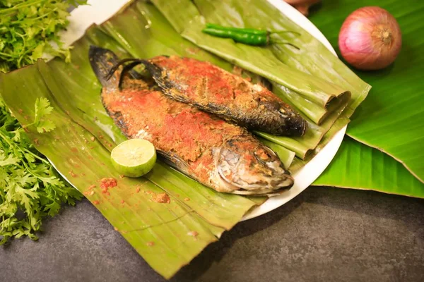 南印度著名的蒸鱼配方 — 图库照片
