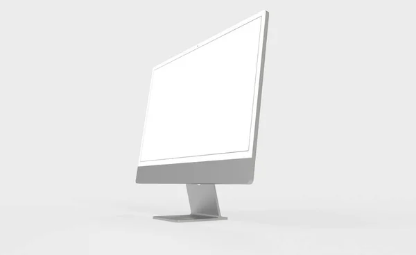 コピースペースの白い背景に隔離された灰色のフレームを持つ現代のPc画面の3Dレンダリング — ストック写真