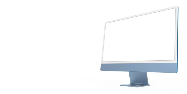 Rendering Modern Computer Monitor Mockup Copy Space Isolated White Background — Stock Photo, Image