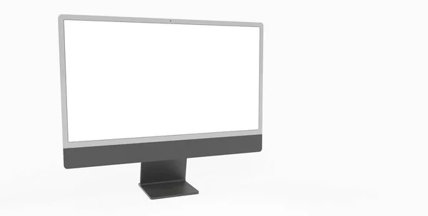コピースペースの白い背景に隔離された黒いフレームを持つ現代のPc画面の3Dレンダリング — ストック写真