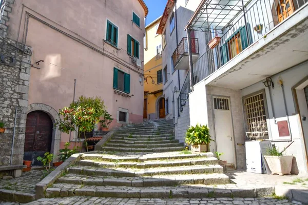 Escalier Étroit Entre Vieilles Maisons Morcone Italie — Photo