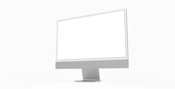 白い背景に隔離された現代のコンピュータディスプレイの3Dレンダリング — ストック写真