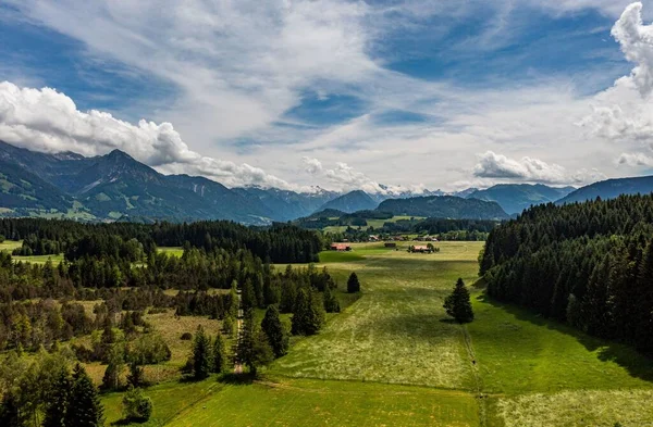 Une Belle Vue Sur Les Alpes Bavaroises Étend Sur Ciel — Photo