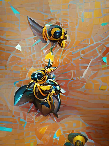 Digital Painting Insects Sun — Stock Photo, Image