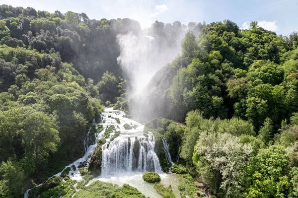 Scenic View Marmore Falls Man Made Waterfall Terni Umbria Italy — Stock Photo, Image