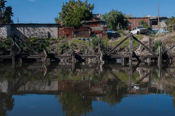 아르헨티나의 강에서 반사되는 침울하고 나무들 — 스톡 사진