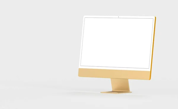 白い背景に隔離されたコンピュータモニタの3Dレンダリング — ストック写真