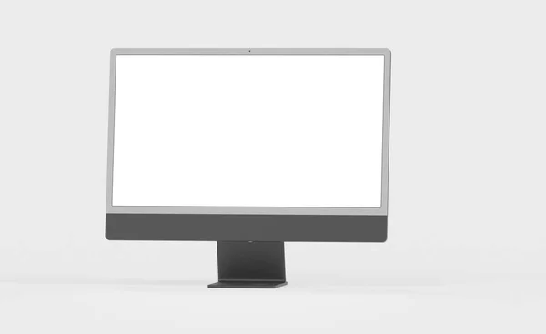 Rendering Eines Modernen Bildschirms Mit Schwarzem Rahmen Isoliert Auf Weißem — Stockfoto