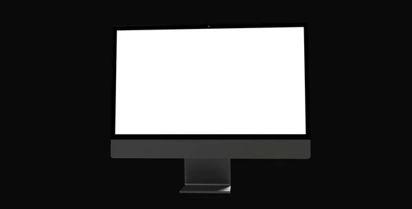 Renderelés Egy Modern Számítógép Monitor Mockup Másolási Hely Elszigetelt Fekete — Stock Fotó