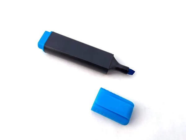 Black Blue Marker Isolated White Background — Stock Photo, Image
