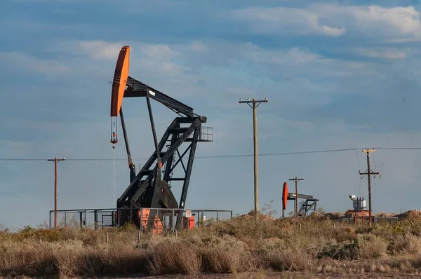 Die Ölpumpen Auf Dem Feld — Stockfoto