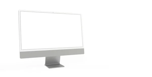 白い背景にコンピュータモニタモックアップの3Dレンダリング — ストック写真