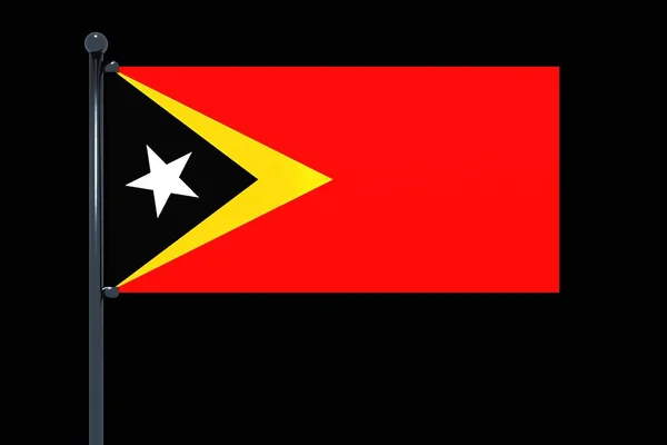 Rendu Drapeau Timor Oriental Avec Mât Drapeau Chromé Avec Mousquetons — Photo
