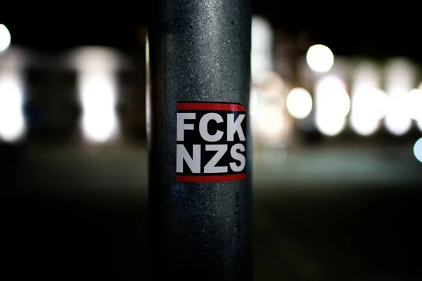 Close Shot Fck Nzs Popular Nazi Acronym Posted Street Pole — 스톡 사진