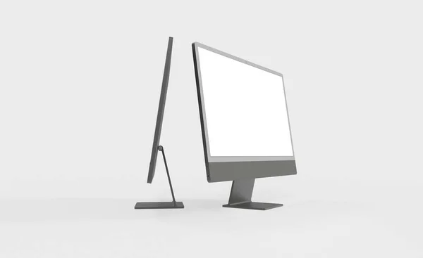 Renderowanie Monitory Komputerowe Izolowane Białym Tle — Zdjęcie stockowe