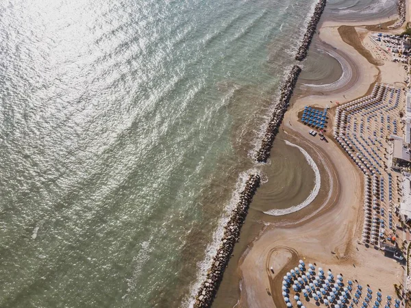 Widok Lotu Ptaka Morze Plaże Parasole — Zdjęcie stockowe