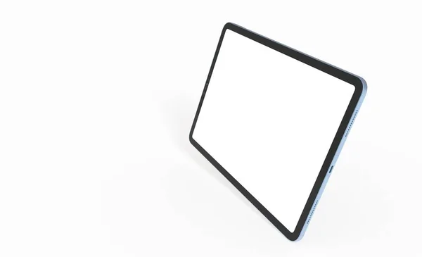 Side View Rendered Tablet Monitor White Blank Screen Isolated White — Stock Photo, Image
