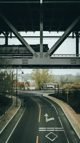 Vertical Shot Locomotive Rails Bridge — Stock Photo, Image