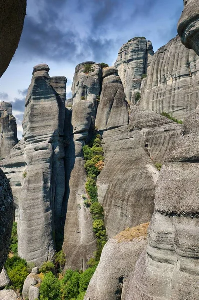 Meteora Complex Consists Mainly Oligocene Miocene Pebbly Sandstones Cobblestones Rest — Stock Photo, Image