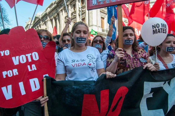 Provaldemonstranter Protesterar Ett Proabortmöte Buenos Aires Argentina — Stockfoto