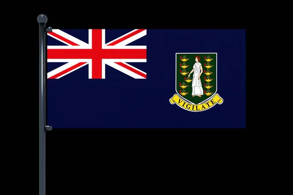 Vykreslování Vlajky Britských Panenských Ostrovů Chromovanou Vlajkovou Tyčí Přichytávacími Háky — Stock fotografie